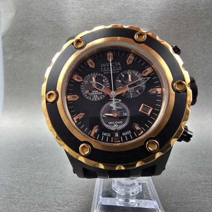 Invicta Sub Aqua Reserve Chronograph Watch Men 52mm Black Dial Black Tone NewBat5