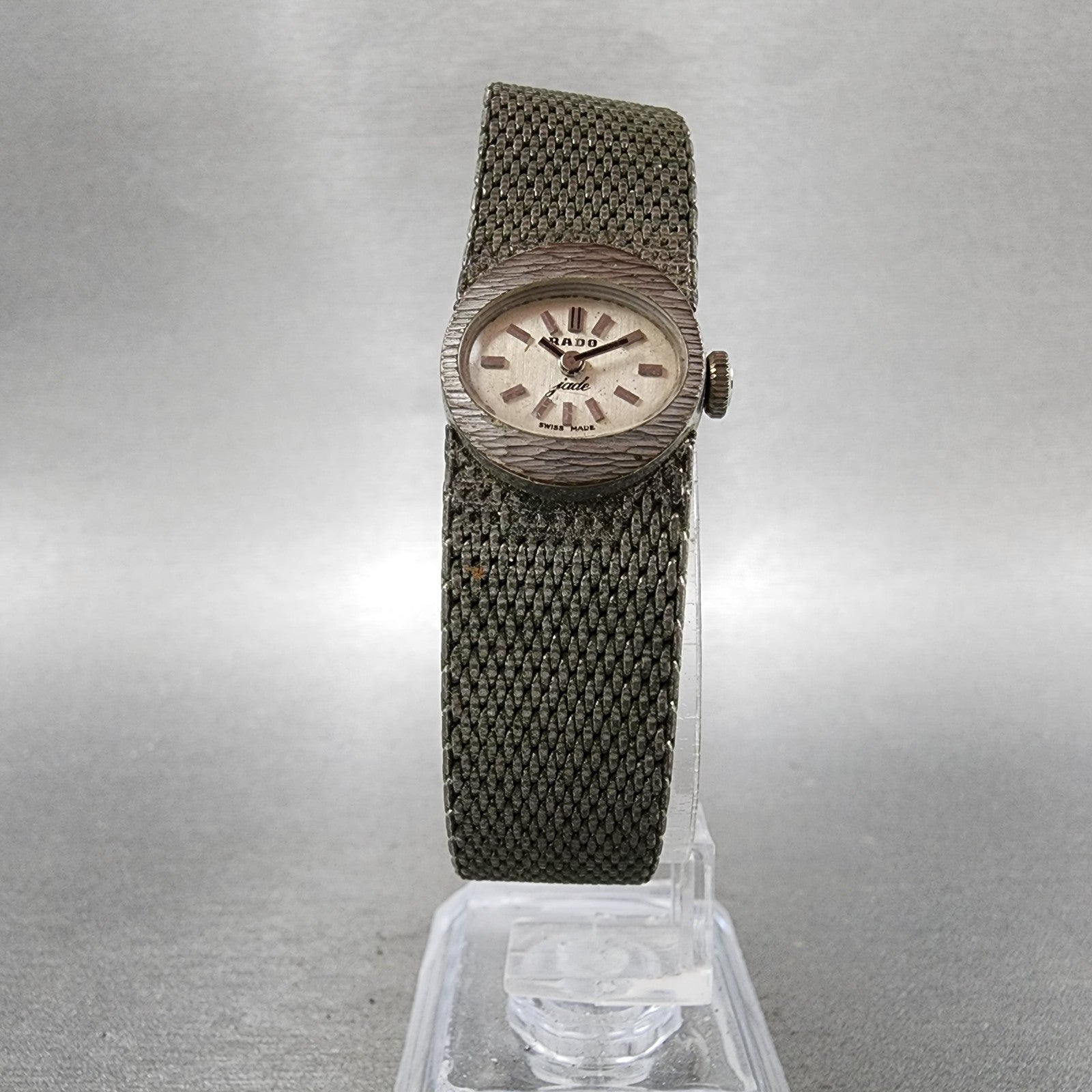Rado Jade Watch Women 17mm Silver Dial Silver Tone Oval Manual Wind Runs5