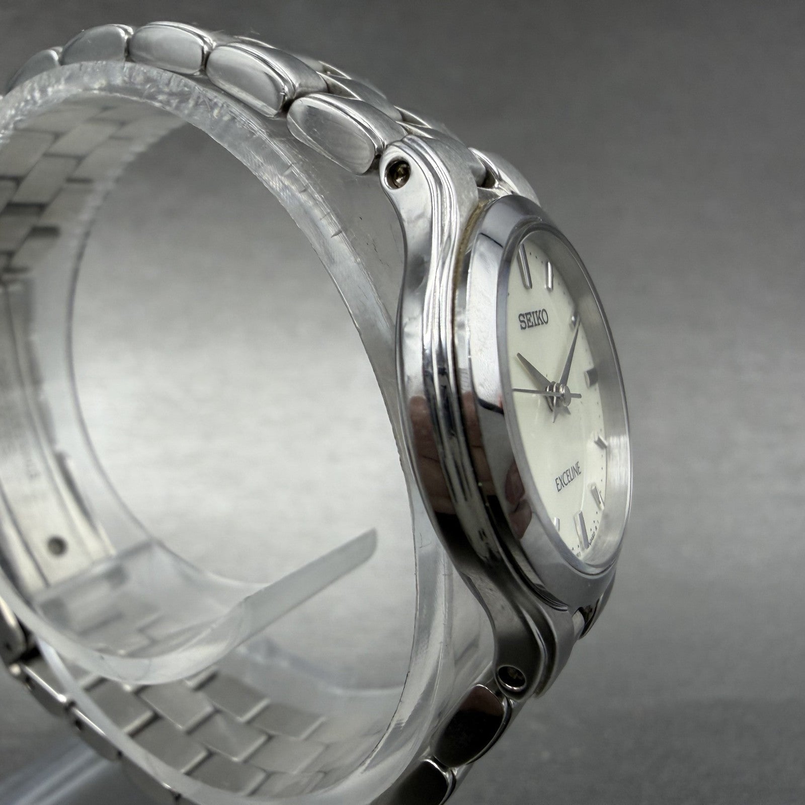 Seiko Exceline Watch Women 24mm White Dial Silver Tone 4J41-0A50 New Battery3