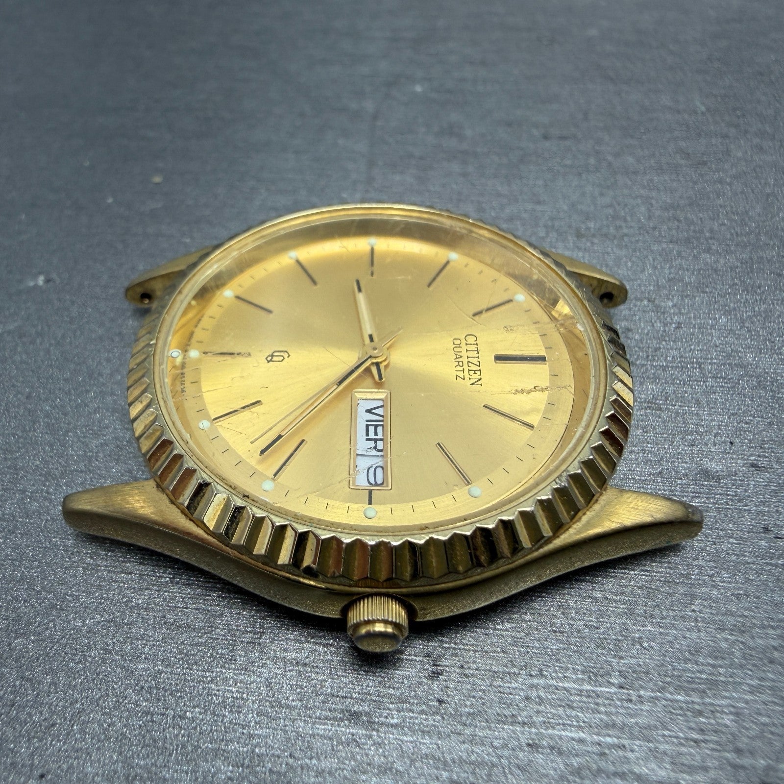 Citizen CQ President Watch Men 35mm Champagne Dial Gold Tone Daydate PARTS6