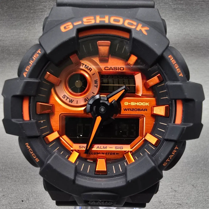 Casio G-Shock GA-700BR Watch Men 53mm Orange Dial Black Chrono Alarm New Battery1