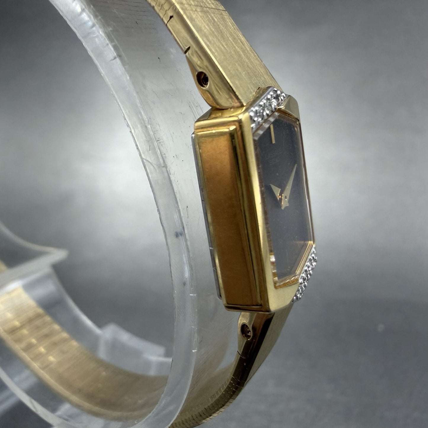 Seiko Lassale Watch Women 13mm Brown Dial Gold Tone Hexagon 1E50-5039 NewBattery3