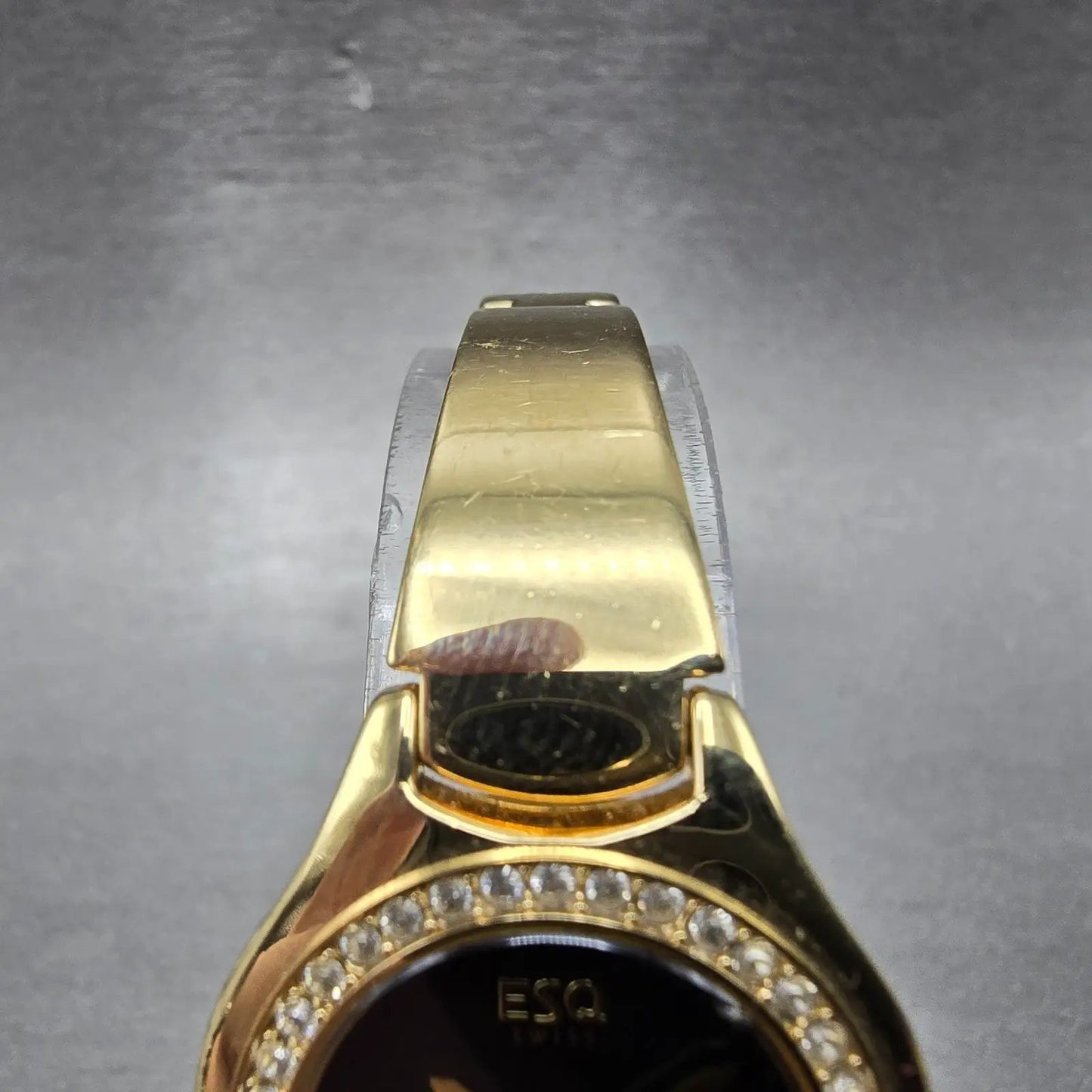 ESQ Watch Women 25mm Black Dial Gold Tone Round 100564 New Battery Crystals5