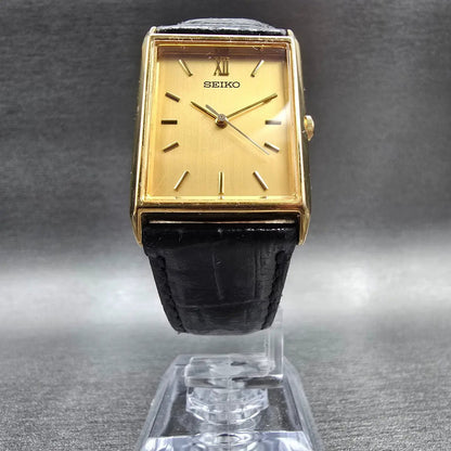 Seiko Tank Watch Men 24mm Gold Dial Gold Tone Rectangle V701-5E10 New Battery5