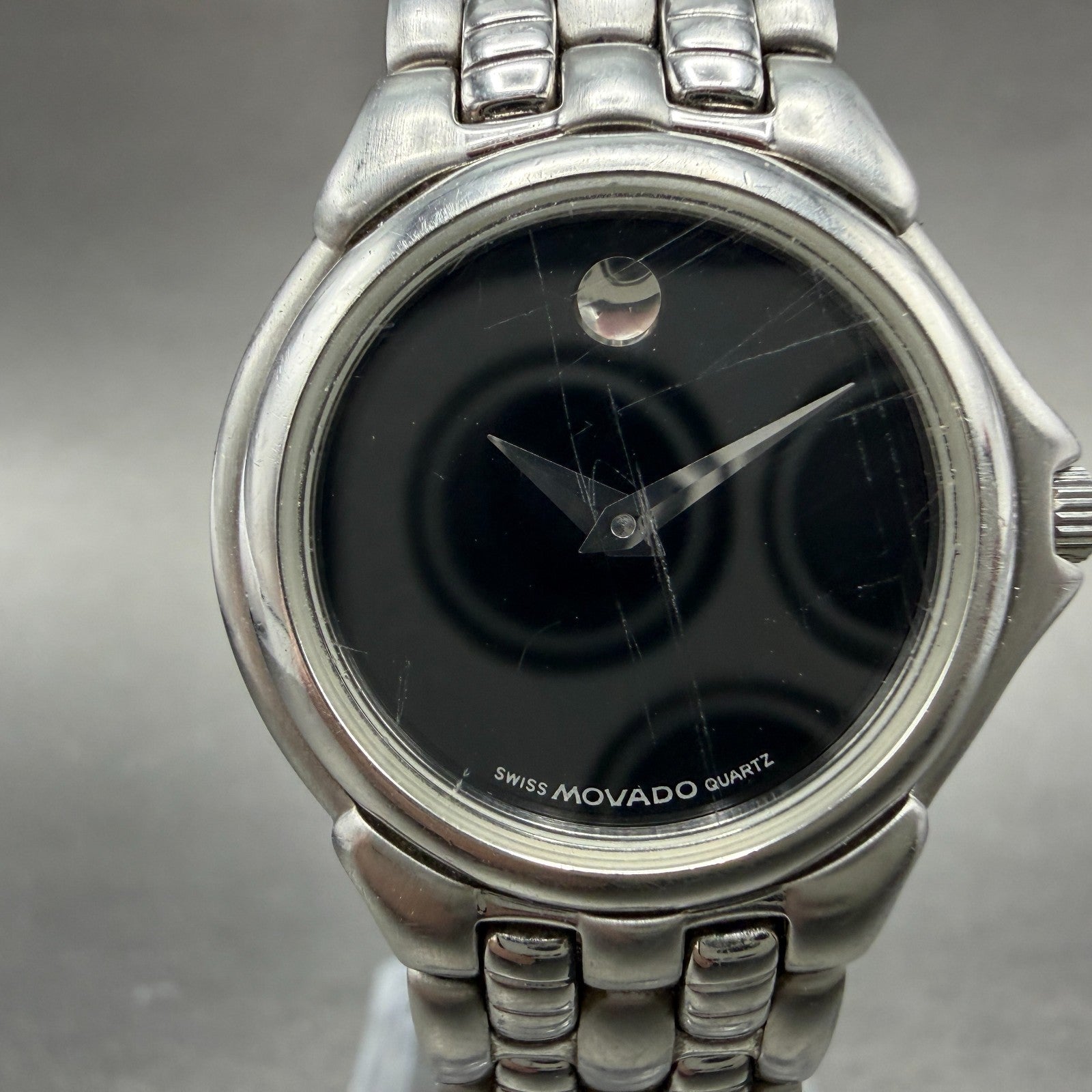 Movado Museum Watch Women 25mm Black Dial Steel Round 84-E4-9823 New Battery1