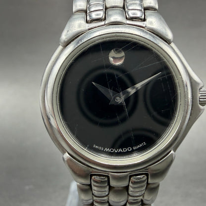 Movado Museum Watch Women 25mm Black Dial Steel Round 84-E4-9823 New Battery1