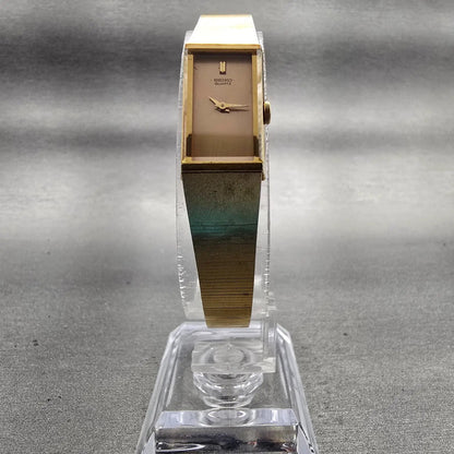 Seiko Tank Watch Women 13mm Gold Dial Gold Tone Rectangle 1320-5960 New Battery5
