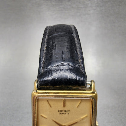 Seiko Tank Watch Men 25mm Champagne Dial Gold Tone 5y30-5a00 New Battery READ!!!