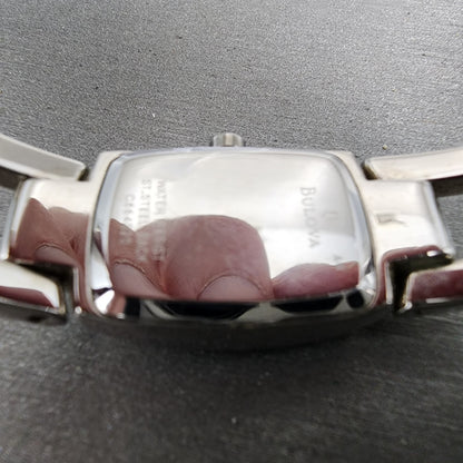 Bulova Tank Watch Women 17mm Black Dial Steel Rectangle 96T03 New Battery4