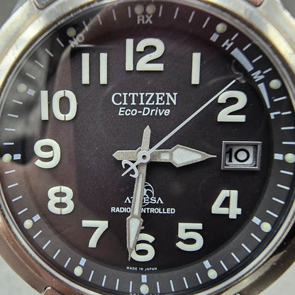 Citizen Attesa Watch Men 39mm Black Dial Titanium Date Atomic Solar H410 PARTS2