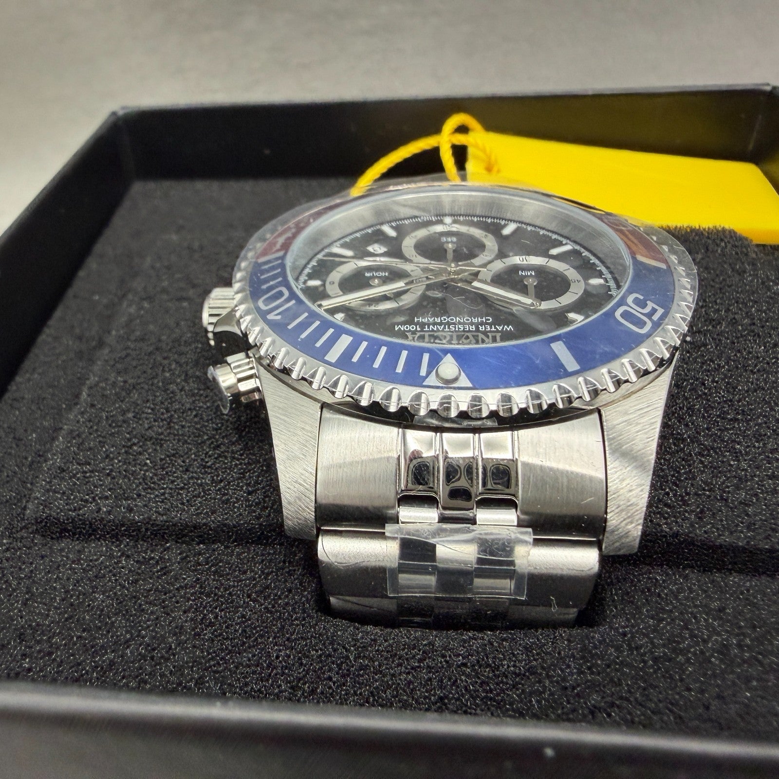 Invicta Pro Diver Chronograph Watch Men 43mm Black Dial Steel Pepsi Date 481174