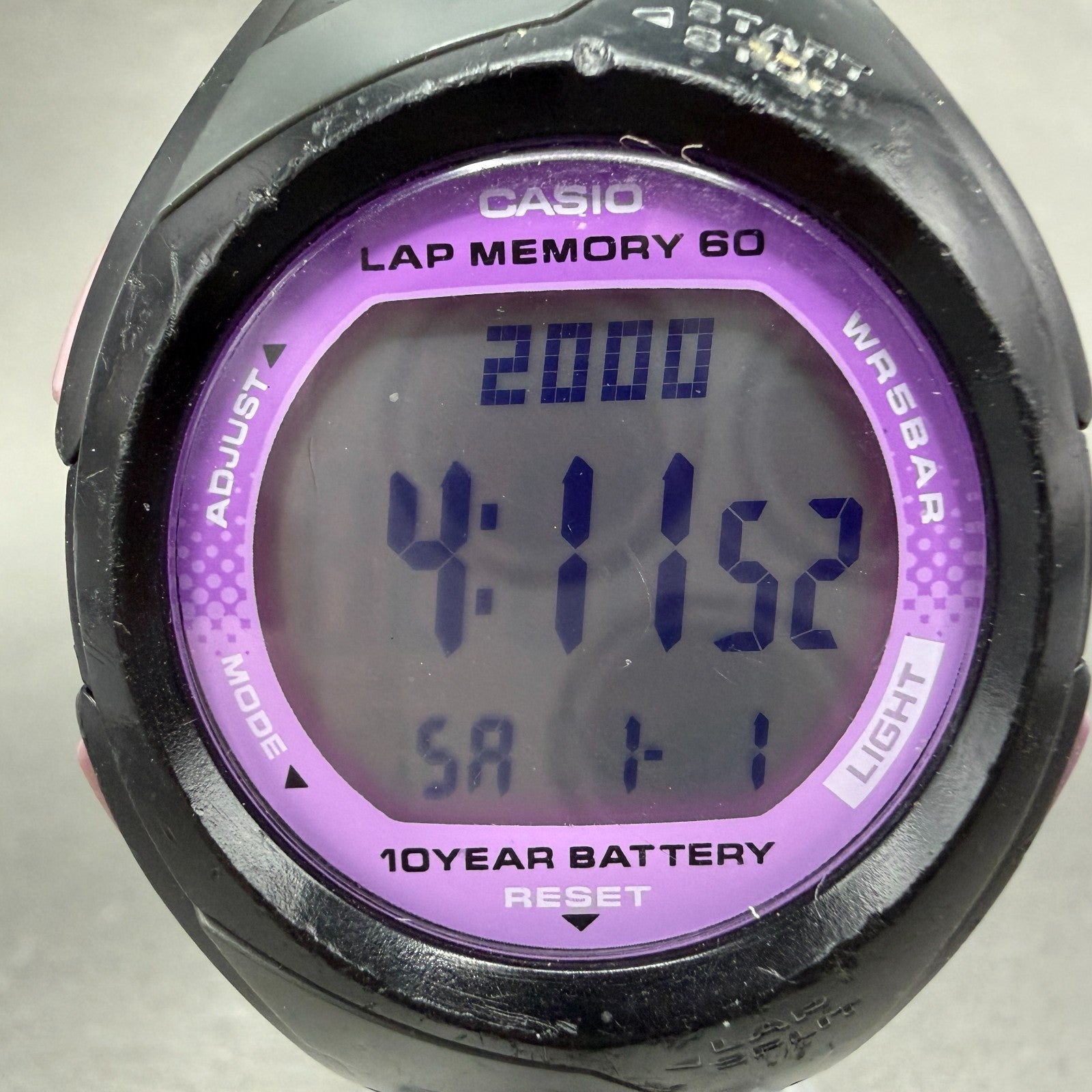 Casio PHYS STR-300 Watch Women 36mm Digital Black Purple Alarm Chrono New Batt1