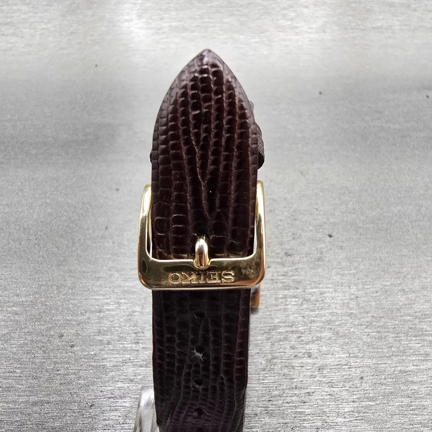 Seiko Tank Watch Men 25mm Gold Dial Gold Tone Rectangle V700-5K30 New Battery G7