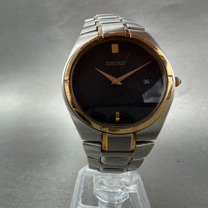 Seiko Watch Men 35mm Black Dial Two Tone Date Round 7N39-08D0 New Battery5