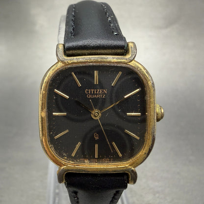 Citizen CQ Watch Women 22mm Black Dial Gold Tone Rectangle 1100-109104 New Batt0