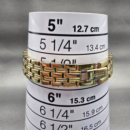 Seiko Watch Women 16mm Champagne Dial Gold Tone Rectangle 1N01-0FH0 New Battery9