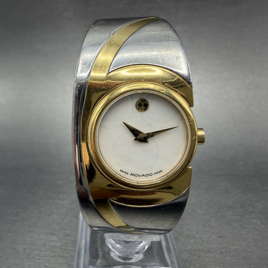 Movado Legato Watch Women 25mm MOP Dial Two Tone Bangle 88 A1 1931 New Battery0