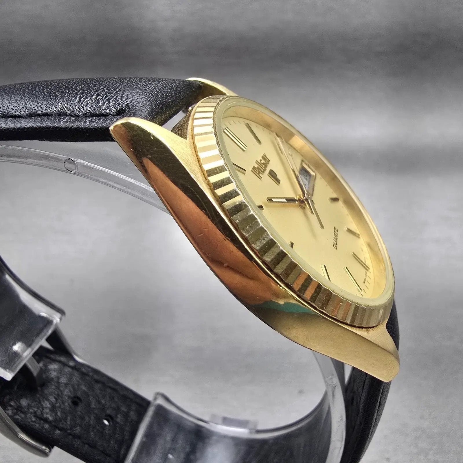 Seiko Pulsar President Watch Men 35mm Champagne Dial Gold Tone Daydate New Batt3