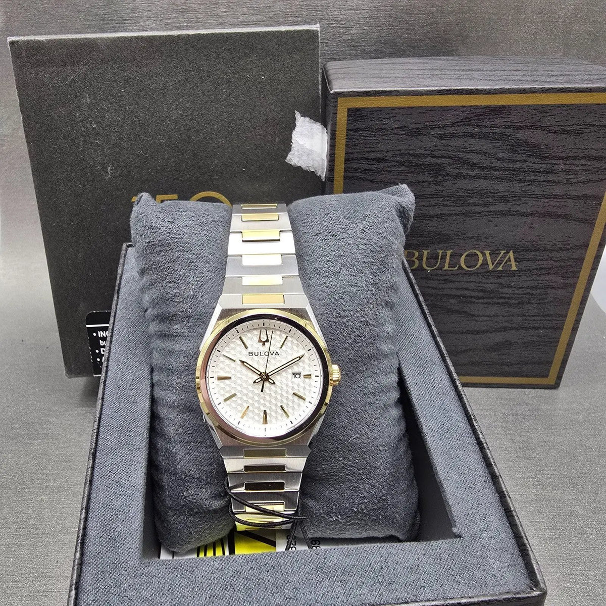 Bulova Watch Women 30mm White Dial Two Tone Date Round 98L323 New Battery 1230