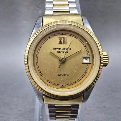 Raymond Weil Watch Women 25mm Champagne Dial Two Tone Date Round 9300 PARTS0