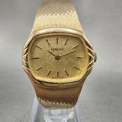 Rado Watch Women 25mm Gold Dial Gold Tone Rectangle Manual Wind Cal 612 PARTS0