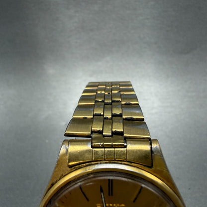 Seiko SQ Watch Men 35mm Gold Dial Gold Tone Daydate Round 5Y23-8040 PARTS VTG5