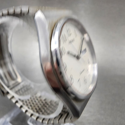 Seiko Chronos Watch Men 35mm Silver Tone Silver Dial Daydate 5h23-7d20 PARTS