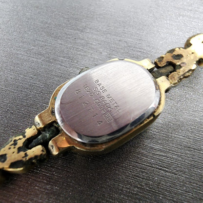 Seiko Watch Women 13mm Champagne Dial Gold Tone Oval 1e20-6039 New Battery