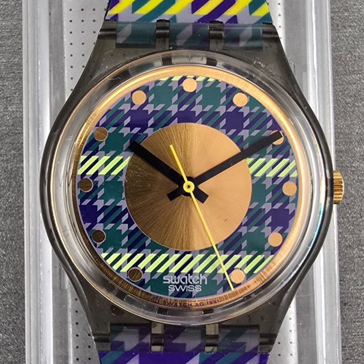 Swatch Tailleur Watch Men 34mm Gold Dial Gray Case Round GM109 New Battery NOS1