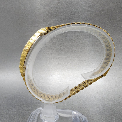 Seiko Halfmoon Watch Women 14mm Gold Dial Gold Tone Asymmetrical New Battery6