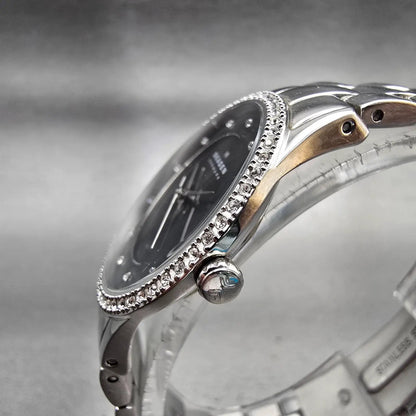 Skagen Watch Women 30mm Black Dial Silver Tone Gemmed 347SSXB New Battery2