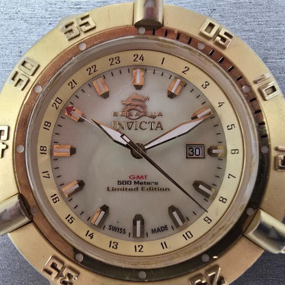 Invicta Sub Aqua Noma III Watch Men 50mm MOP Dial Gold Tone Date 0738 NewBattery1