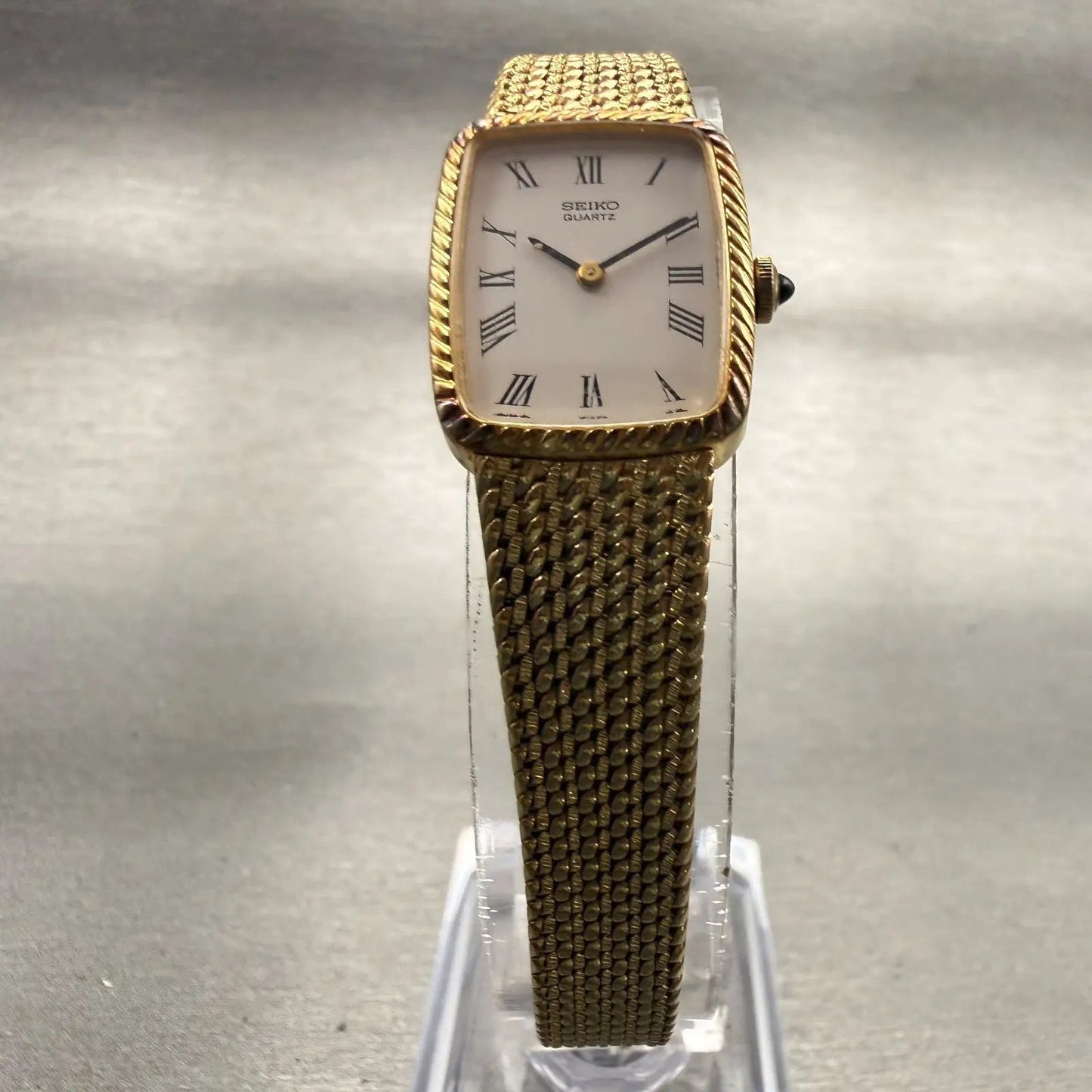 Seiko Tank Watch Women 17mm White Dial Gold Tone Rectangle 1400-8210 New Battery5