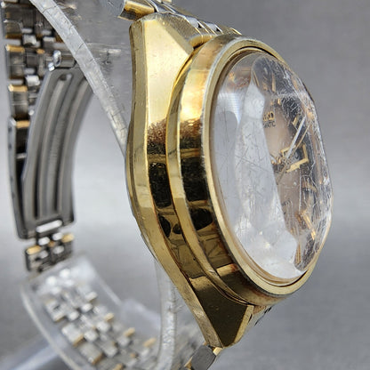 Seiko Automatic Watch Women 27mm Brown Dial Gold Plated Daydate Round READ!!!3