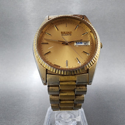 Seiko President Watch Men 36mm Champagne Dial Gold Tone Daydate 7n438110 PARTS6