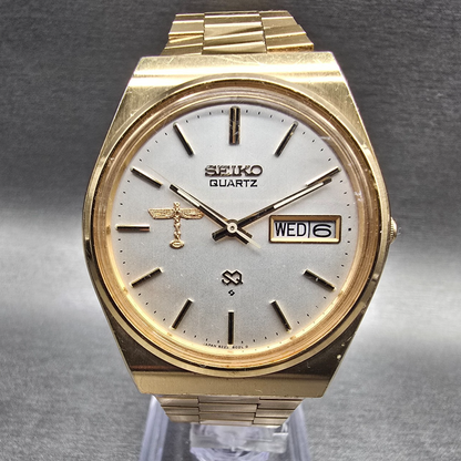 Seiko Beoing Watch Men 35mm Silver Dial Gold Tone Daydate 8223-8029 New Battery0
