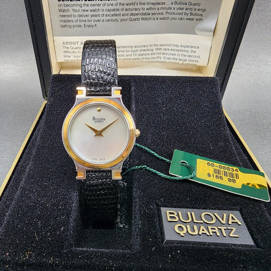 Bulova Watch Women 26mm MOP Dial Two Tone Round 98A15 NOS  New battery0
