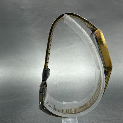 Seiko Tank Watch Women 13mm Brown Dial Gold Tone Oval 1320-5009 New Battery ABC8