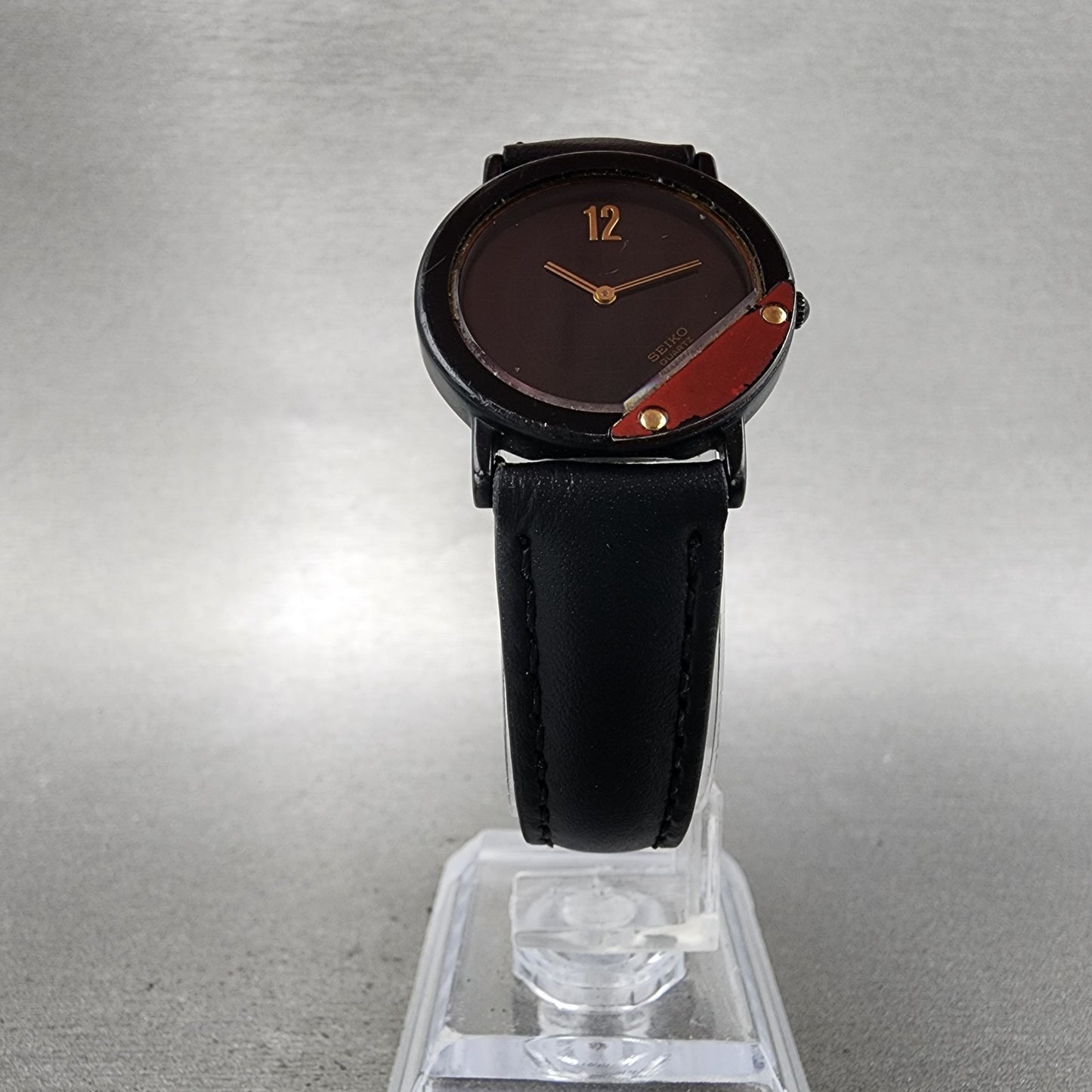 Seiko Watch Women 25mm Black Dial Black Tone Round 73206200 New Battery5