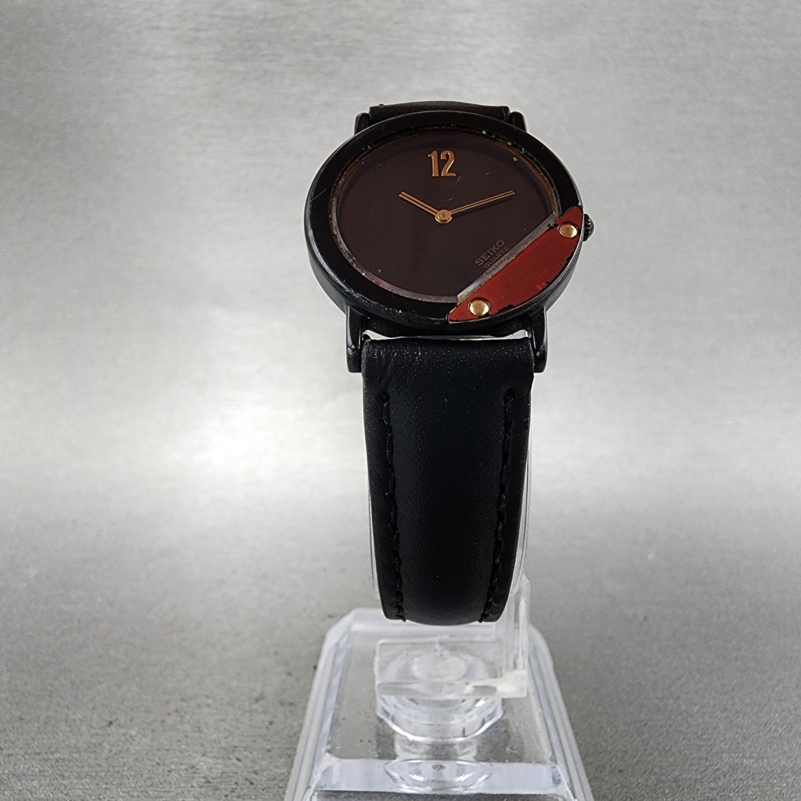 Seiko Watch Women 25mm Black Dial Black Tone Round 73206200 New Battery5