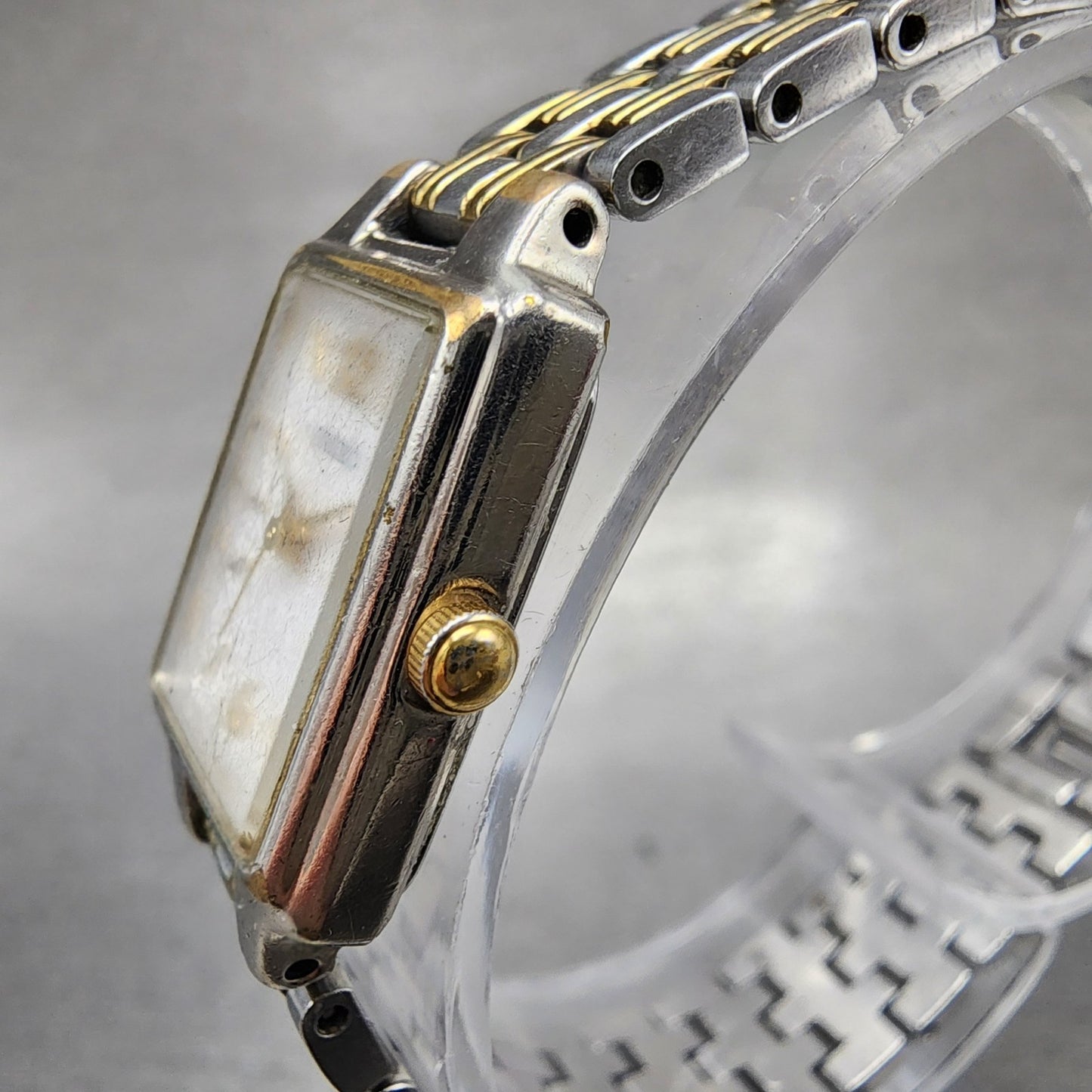 Seiko Tank Watch Women 16mm White Dial Two Tone Rectangle 1N010FH0 New Battery2