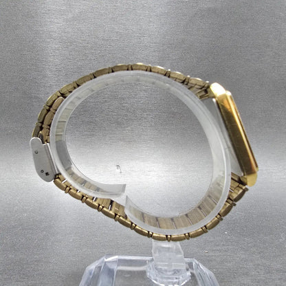 Seiko Tank Watch Men 26mm Champagne Dial Gold Rectangle V701-5J00 PARTS VTG9