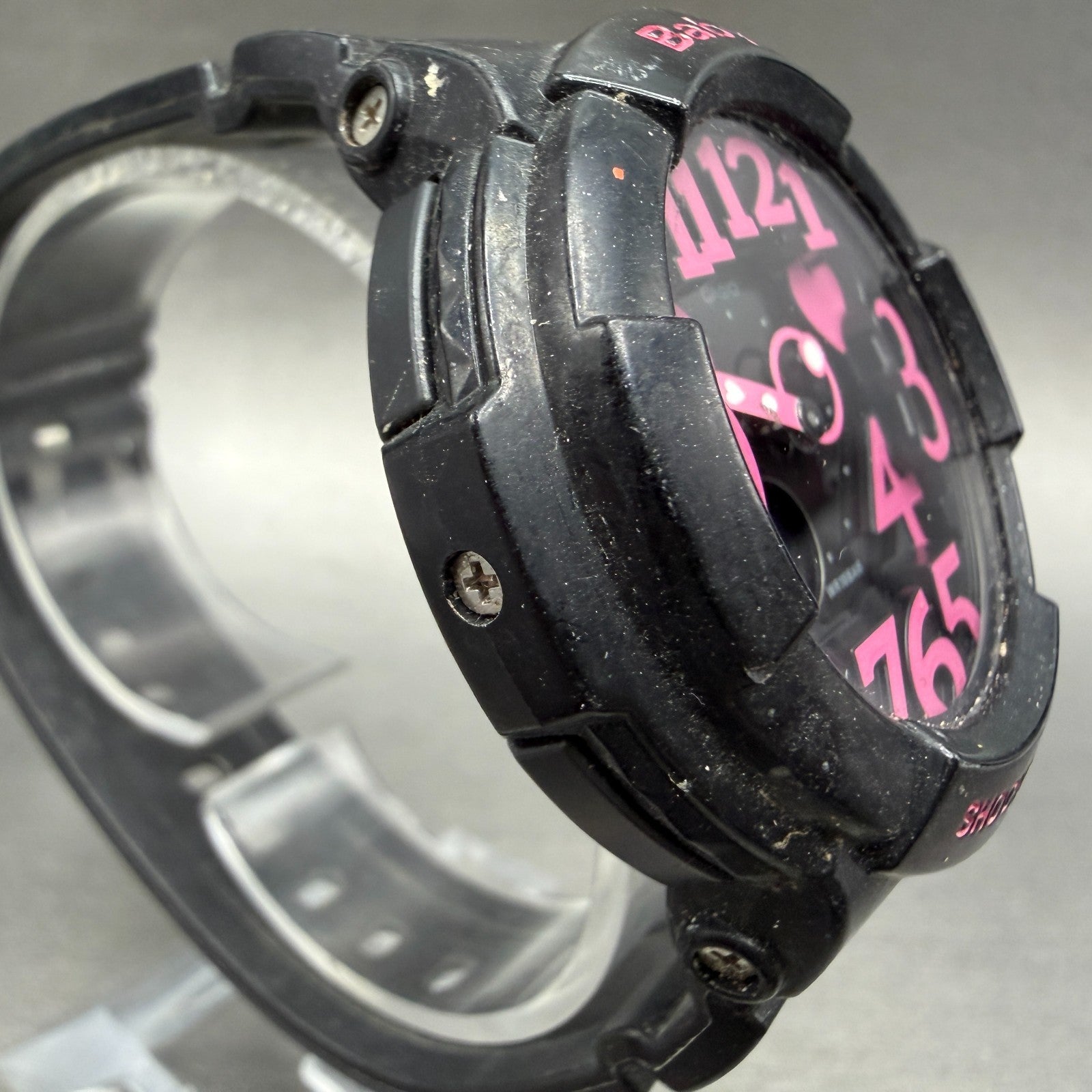 Casio Baby-G Watch Women 43mm Analog Digital Black Dial Black & Pink Tone NewBat3