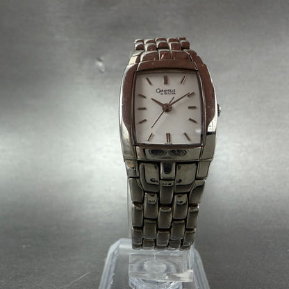 Bulova Caravelle Tank Watch  20mm White Dial Silver Tone Rectangle 43L48 New Bat5