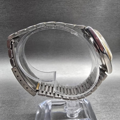 Seiko SQ Watch Men 33mm Silver Dial Two Tone Date Round 5Y22-6009 New Battery8