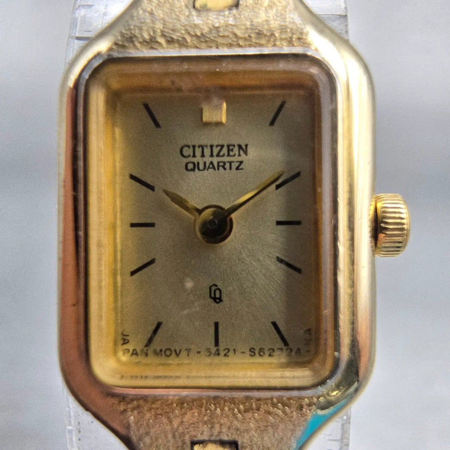 Citizen CQ Watch Women 13mm Champagne Dial Gold Tone 5421-S21389 New Battery VTG1