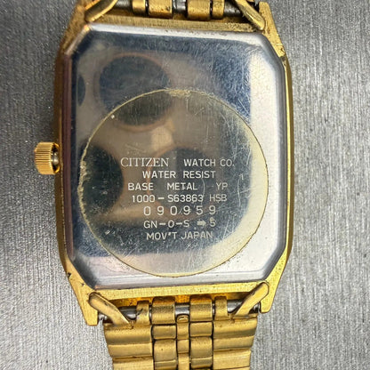Citizen Watch Men 27mm Champagne Dial Gold Daydate Rectangle 1000-S63863 NewBatt10