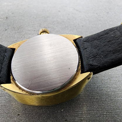 Tissot Boutique Watch Women 24mm Black Dial Gold Tone Manual Wind Runs VTG9