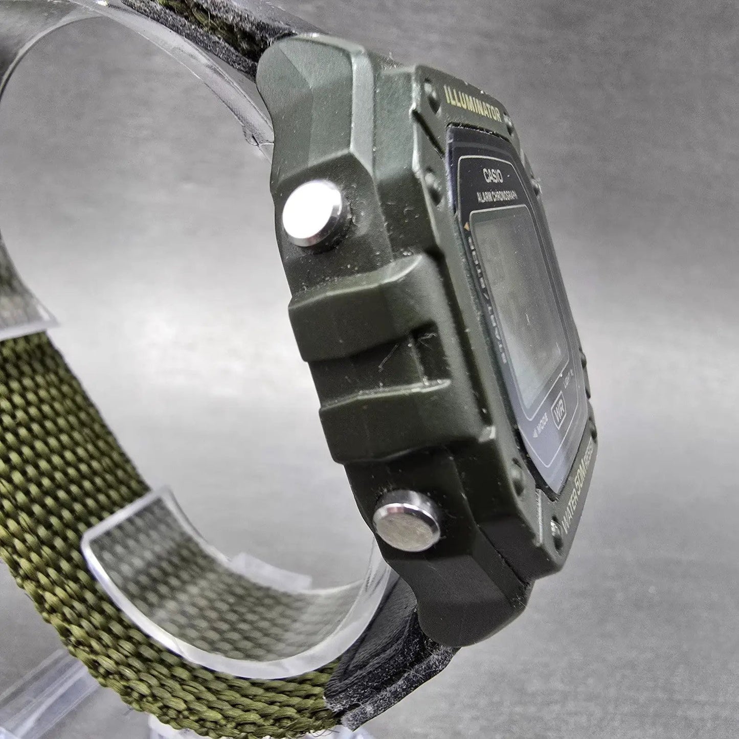 Casio Illuminator W-218H Watch Men 43mm Green Alarm Chrono Digital New Battery F3