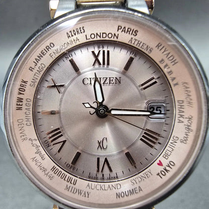 Citizen Eco-Drive Xc Watch Women 29mm Pink Dial Two Tone Date Atomic Round Works1